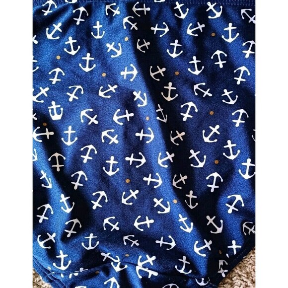 Lane Bryant Cacique String Bikini Swim Bottom Sz 28 Navy Anchor Novelty Print - Picture 5 of 6
